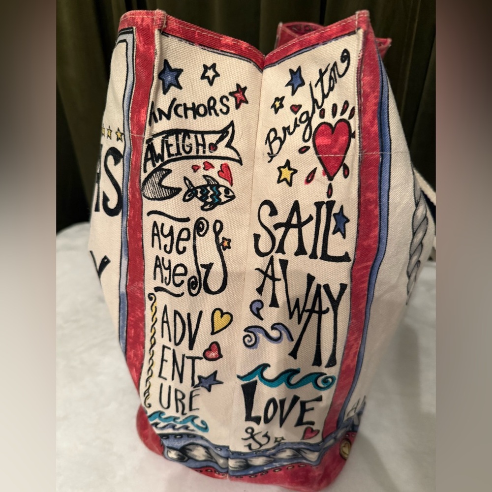 Brighton Stowaway Seas The Day Sailor Canvas  Tote 14.5" x 15.5" x 8" - Picture 6 of 7